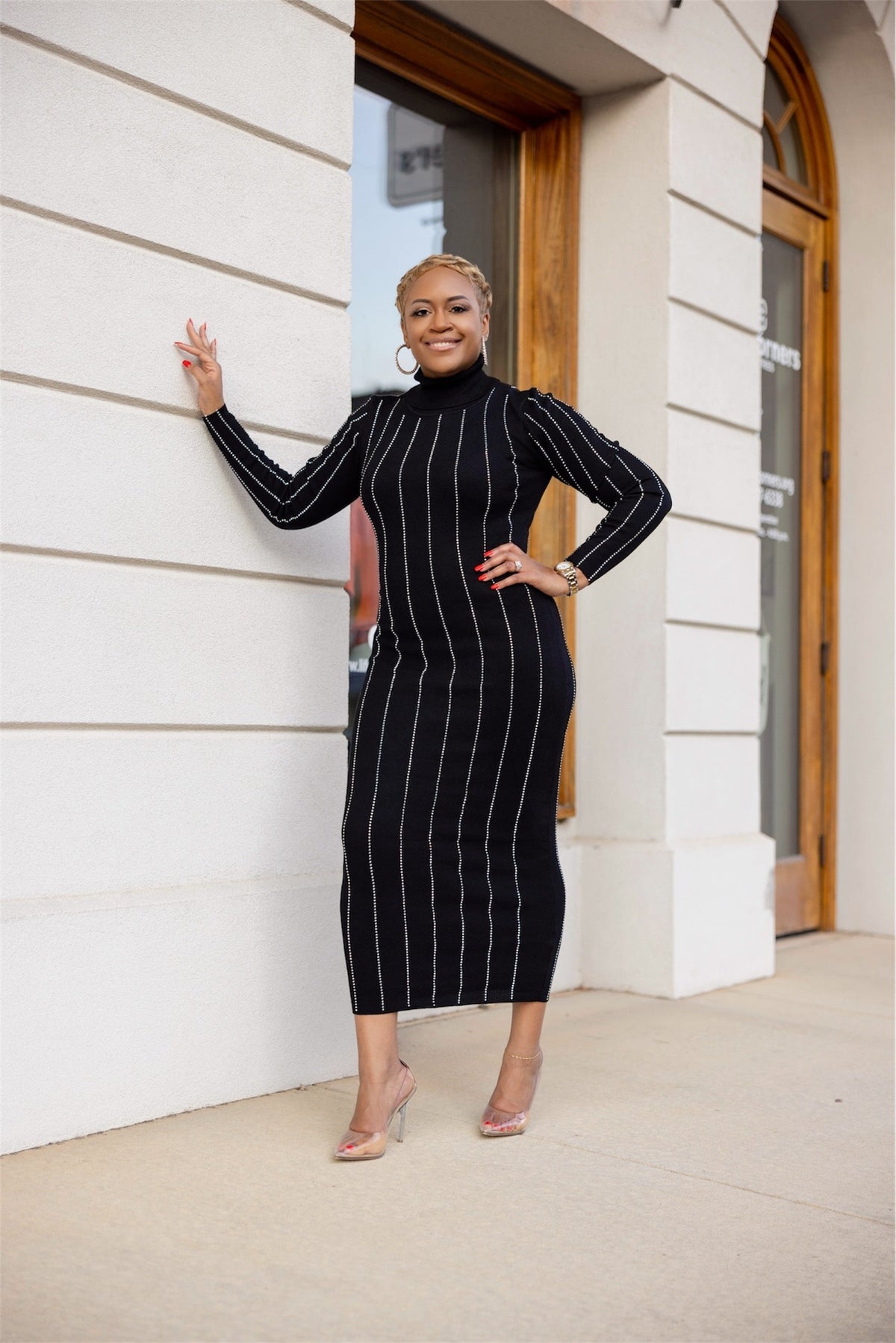 Black Sweater Dress with Embellishments